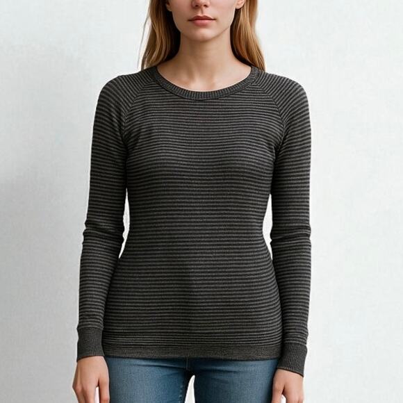 J. Crew Wool Alpaca Blend Sweater Gray Striped Knit Pullover 34708 Size XS - Picture 1 of 6